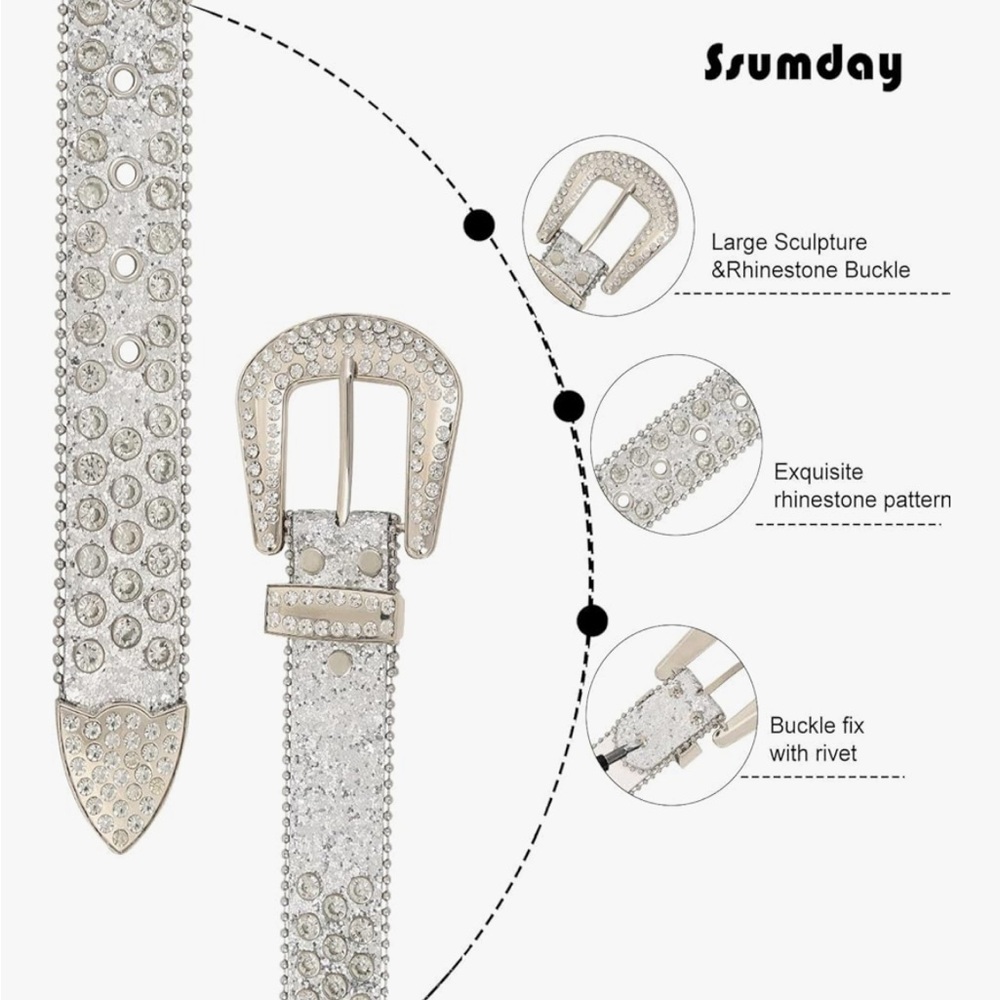 Silver Rhinestone Belt - Picture 2 of 2